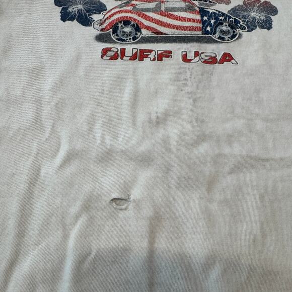 Vintage Y2K Surf USA Summer USA White Graphic Ringer Baby Tee 6X - Picture 4 of 6
